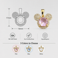 Collier Mickey Exquis LUOYUNE Plaqué Or 18K, 3 Couleurs Disponibles, Zircon 5A Pavé, Laiton Écologique, Ensemble de Bijoux Tendance, Idéal Cadeau