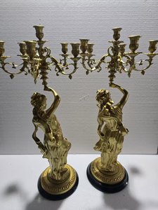 Candelabro <span class=keywords><strong>de</strong></span> <span class=keywords><strong>5</strong></span> Brazos con Figura <span class=keywords><strong>de</strong></span> Musa Estilo Francés en Oro Dorado para Decoración del Hogar, Actividades Religiosas y Bodas - Product Image 6
