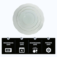 Assiette en porcelaine fine en forme de fleur de lotus, assiettes de présentation festonnées blanches pour fête de mariage