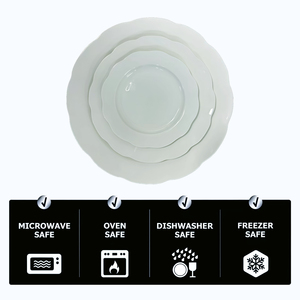 Fine Bone China Lotus <strong>Flower</strong> Shaped Plate,White Scalloped Charger Plates for Wedding Party,Ceramic Petal <strong>Dinner</strong> Plates <strong>Set</strong> - Product Image 3