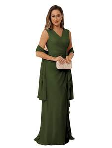 <span class=keywords><strong>Robe</strong></span> de Soirée en Mousseline Col en V Grande Taille <span class=keywords><strong>pour</strong></span> <span class=keywords><strong>Mère</strong></span> de <span class=keywords><strong>la</strong></span> Mariée et <span class=keywords><strong>du</strong></span> <span class=keywords><strong>Marié</strong></span> Tenue de Mariage - Product Image 2