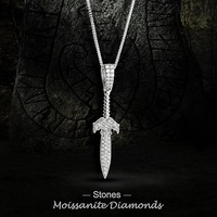 Collier Épée Glacée en Argent Sterling 925 Plaqué Or/Argent avec Moissanite VVS1, Pendentif Épée Viking Givrée, Bijou Hip Hop, Cadeau
