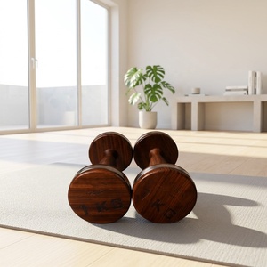 Haltère en bois <span class=keywords><strong>de</strong></span> noyer <span class=keywords><strong>de</strong></span> qualité supérieure, gamme <span class=keywords><strong>de</strong></span> poids 1-10 kg, poignée confortable, portable, écologique, pour la musculation à domicile - Product Image 4