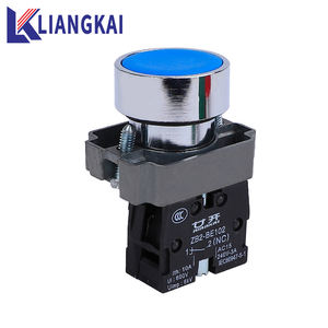 XB2 métal circulaire auto-réinitialisation bouton à tête plate interrupteur argent Contact BA35 IP65 un sur un hors combinaison 1NO1NC - Product Image 1