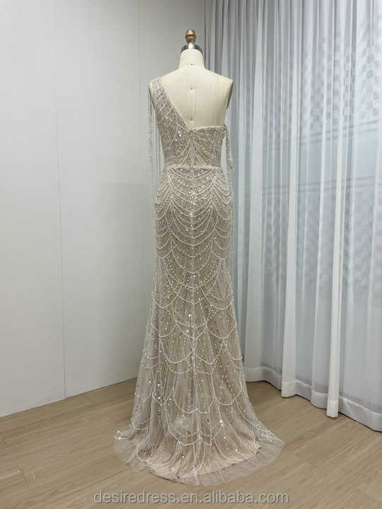 Mint Mermaid Luxury Evening Dresses Gowns Elegant Beaded One Shoulder 2025 For Women Party LA71638