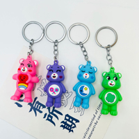 Porte-clés Care Bear en PVC, pendentif mignon et tendance pour voiture et sac, cadeaux promotionnels pour couples, vente en gros