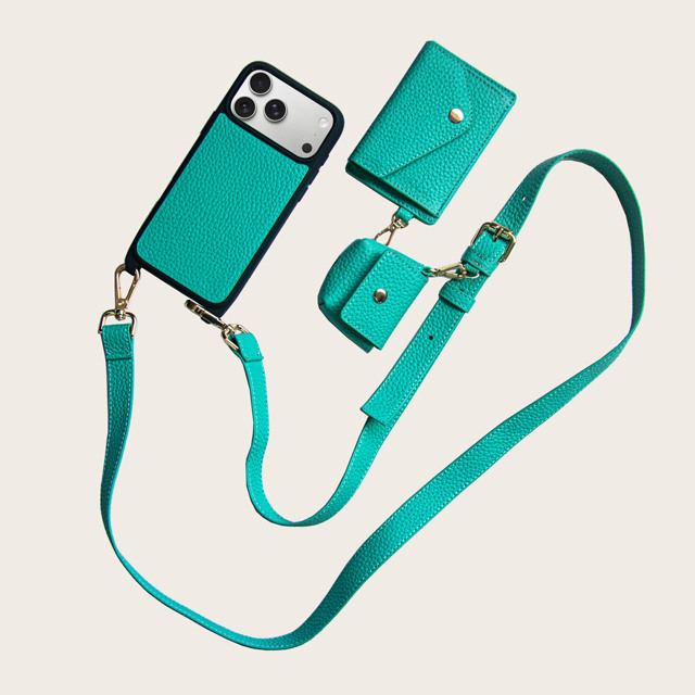 Vintage Style Premium Genuine Leather Crossbody Leather Phone case with Wallet Luxury Pebble Leather Mobile Phone case Cover