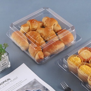 Cấp thực phẩm bao bì nhựa hộp cho bánh kẹo 10inch rõ ràng vuông hộp với mái vòm nắp lấy đi bánh mì thực phẩm <span class=keywords><strong>container</strong></span> - Product Image 1