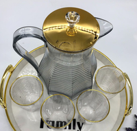 Ensemble de 6 pièces de bouilloire rétro de luxe légère eau froide une cruche avec 4 tasses et plateau ensembles de pichets à thé en plastique pour la fête à la maison