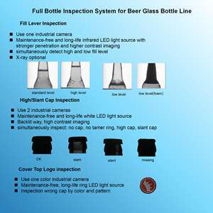 خط زجاجات زجاجية كاملة BPH للبيرة لفحص مستوى ملء البيرة/الغطاء/رمز البيانات/مفتش الملصقات - Product Image 2