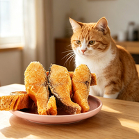 Friandises pour chats et chiens OEM aux morceaux de saumon lyophilisés, riches en protéines, à ingrédient unique, sans additifs, vente en gros en vrac directe usine
