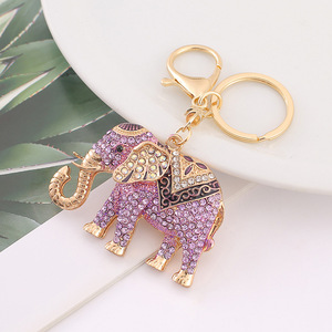 Exquisite Bling Rhinestone Elephant Zinc Alloy 3D Shape Luxury Light <b>Weight</b> Keychain Car Charm Accessories Gift Fashion Jewelry - Product Image 2