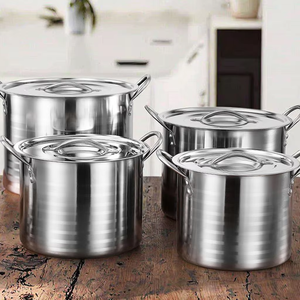 Ensemble de Cuisson de Cuisine 4 Pièces en Acier Inoxydable <span class=keywords><strong>Grande</strong></span> <span class=keywords><strong>Capacité</strong></span>, <span class=keywords><strong>Faitout</strong></span> Profond et <span class=keywords><strong>Grande</strong></span> Marmite à Soupe, Fond à Induction pour la Cuisson - Product Image 1
