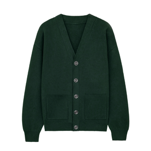 Dark Green V Neck <b>Cardigan</b> Sweater <b>Wool</b> Blend Long Sleeve Button Up Knitwear <b>Cardigan</b> Open Custom Colors Knitted Sweater - Product Image 1