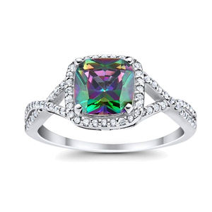 सुंदर गहने प्राकृतिक इंद्रधनुष टोपज़ जेम्स्टोन रिंग 925 स्टर्लिंग सिल्वर वादा रिंग अनंत सगाई शादी की अंगूठी - Product Image 5