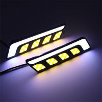 2pcs 12V Auto DRL LED COB Fog Lamp Car Daytime Running DRL Driving Lamp Fog Light Waterproof With Turn Signal Light