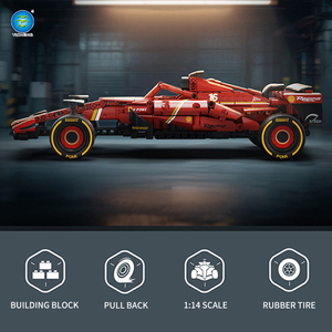 Genial Juego de Construcción Educativo de 796 Piezas de Bloques Electrónicos de Plástico ABS, Modelo de Coche de Carreras <span class=keywords><strong>F1</strong></span> con Retroceso, Juguete para Niños - Product Image 4