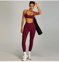 Nouveauté Ensemble de yoga et de gym à séchage rapide personnalisé pour femmes, vêtements de fitness respirants pour la course à pied avec logo, taille devant