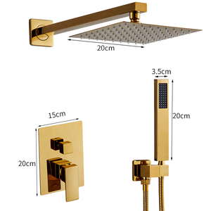 Ensemble de douche mural moderne doré en gros, avec sortie supérieure en acier inoxydable optionnelle de 8 à 16 pouces, en laiton, pour salle de bain - Product Image 3