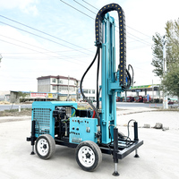 Machine de forage de puits flexible de 100 m, 300 m, 250 mètres montée sur roues pour puits d'eau avec alimentation pneumatique