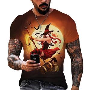 Camiseta de Halloween con Estampado 3D de Bruja para Hombre, Manga Corta, Corte Regular, Impresión Digital, Jersey de Poliéster, Diseño Negro - Product Image 3