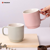 Nordischer Stil Makronen-Bonbonfarben Niedliche Latte Cappuccino Kakao Steinzeug Keramik 11 oz Blei- und Cadmiumfreie Spülmaschinen- und Mikrowellenfeste Tassen