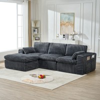 Modernes Modulares Apartment-Set Ecksofa mit Quadratischer Form, Stoffbezug, Schaumstoff-Füllung und Beinlosem Canapé, Komprimierbar
