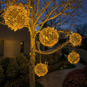 Toprex Étanche Décorations De Noël Suspendu Arbre Plié 3D Led Ronde Led Sphère Boule Éclairée Pour L'extérieur - Product Image 1