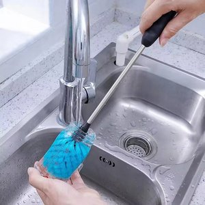 Set <span class=keywords><strong>di</strong></span> spazzole per bottiglie con detergente per cannucce, per biberon, tazze per l'allattamento, manici lunghi, scrubber multifunzionali portatili - Product Image 3