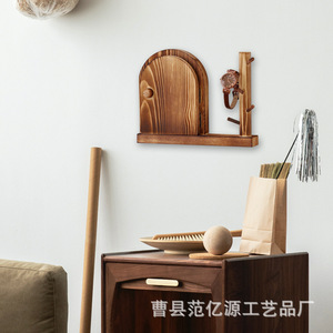 Solid Wood Switch Cover House Shape Decorative <b>Frame</b> With <b>Plant</b> Design For Home Wall Decoration - Product Image 2