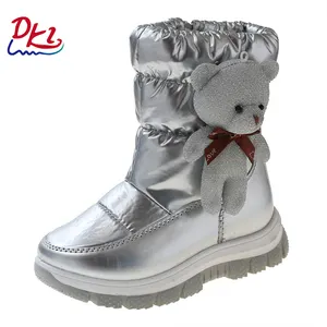 Wholesale Children's Winter Litter Cute Bear Warm Snow Boots Girl' s Medium Size Plush Lining Thickened Snow Shoes