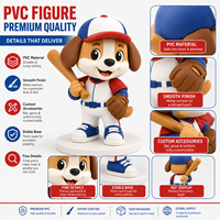 Figurine PVC personnalisée OEM ODM, Mascotte chien de baseball, Jouet, Poupée en plastique, Statue d'athlète de collection, Modèle de chiot