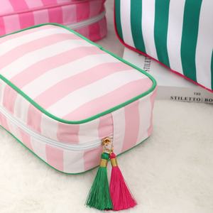 Large Capacity Canvas Striped Cosmetic <b>Bags</b> High Quality Eco Canvas Zipper <b>Bags</b> Embroidery <b>Toiletry</b> <b>Bag</b> for Travel - Product Image 4