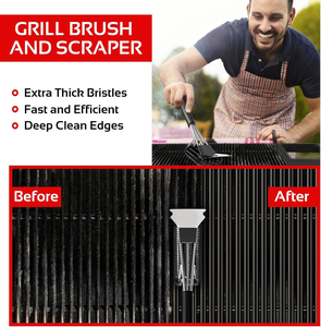 Brosse de nettoyage pour barbecue <span class=keywords><strong>SEB</strong></span> 18'', grattoir, brosse en fil métallique tressé 3 en 1 pour barbecue, nettoyeur de grille en acier inoxydable - Product Image 6