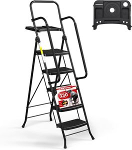 Household <b>Folding</b> Telescopic A Frame Ladder With Handrail Multi-Function <b>Step</b> <b>Stool</b> Climbing Ladder Storage Stand - Product Image 1