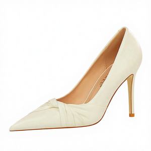 3391-A3 BIGTREE European & American Style Sexy Bridal Women's Thin <b>Heels</b> Super High Pointed Bow Slip-On PU Upper Shoes - Product Image 4