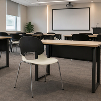 Chaise de conférence moderne empilable pour auditorium, siège en plastique, structure métallique thermolaquée, sans accoudoirs, pour salle de classe