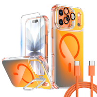 4 in 1 Combo Gradient Magnetic Protective Case HD Screen Film Integral Lens Cover Type C Cable Kit untuk iPhone 18 Pro Max