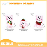 Listo para Enviar, en Stock, Adornos Comestibles de Azúcar en Forma de Oso de Fresa 3D Hechos a Mano, Seguros para Alimentos, para Decoración de Pasteles
