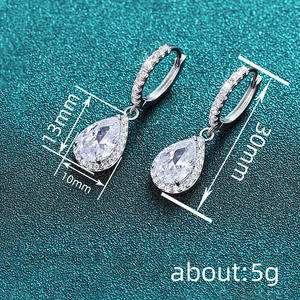 E3475 White Gold Drop Earrings <b>Water</b> Drop Shape Claw Setting <b>Crystal</b> Rhinestone Women's Wedding Classic Style - Product Image 5