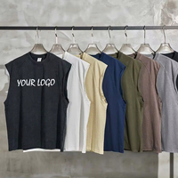 Logo personnalisé 100% coton Vintage débardeur hommes lavé vieux Raglan sans manches T-Shirt gilet mode Streetwear respirant