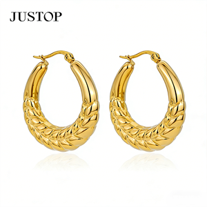 Aros de moda OEM/OEM, impermeables, de acero inoxidable, chapados en oro, hipoalergénicos, proveedor de joyería de moda, pendientes para mujer - Product Image 6