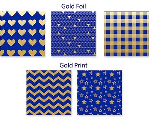 Blue Gold <b>Pattern</b> Metallized Virgin Wrapping <b>Paper</b> Roll 30 Inch Double Side Eco-Friendly Gift Packaging Digital Printing - Product Image 5
