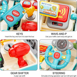 <span class=keywords><strong>Bus</strong></span> éducatif pour enfants, jouets cadeaux d'anniversaire, roue en plastique, engrenage, simulation, <span class=keywords><strong>volant</strong></span>, autobus scolaire avec lumière et musique - Product Image 4