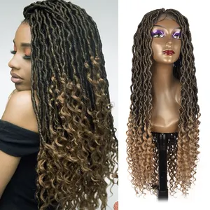 Perruques de cheveux synthétiques blonds blanchis pour femmes, mélange de racines foncées, cheveux synthétiques de haute qualité, perruques tressées pour femmes noires