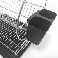 Support de rangement de cuisine à 2 niveaux avec porte-vaisselle et porte-couverts en fil de fer avec plateau d'égouttage pour une organisation efficace
