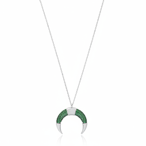 Horn Design <b>Emerald</b> Zircon Stone Shape <b>Pendant</b> Turkish Handmade Wholesale 925 Sterling Silver Jewelry - Product Image 2
