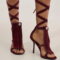 Nouvelles sandales de luxe à talons aiguilles pour femmes avec logo personnalisé et lacets