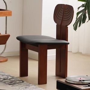 Silla de comedor de madera maciza de caucho con respaldo alto y diseño africano, venta al por mayor de fábrica de alta calidad - Product Image 4