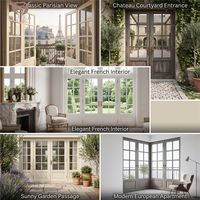 Portes intérieures DEMEA en bois de pin naturel écologique, couleur personnalisée, grille en verre, double battant, porte à châssis